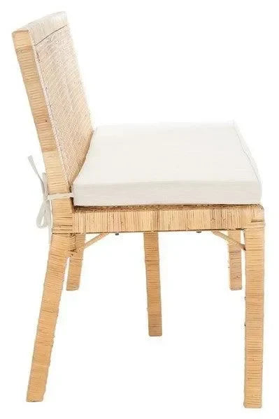 Civility Mahagony Wood Sofa Bench in Natural and White with Rattan Webbing - The Mayfair Hall