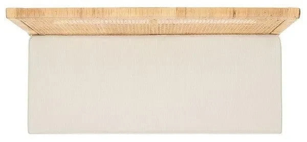 Civility Mahagony Wood Sofa Bench in Natural and White with Rattan Webbing - The Mayfair Hall