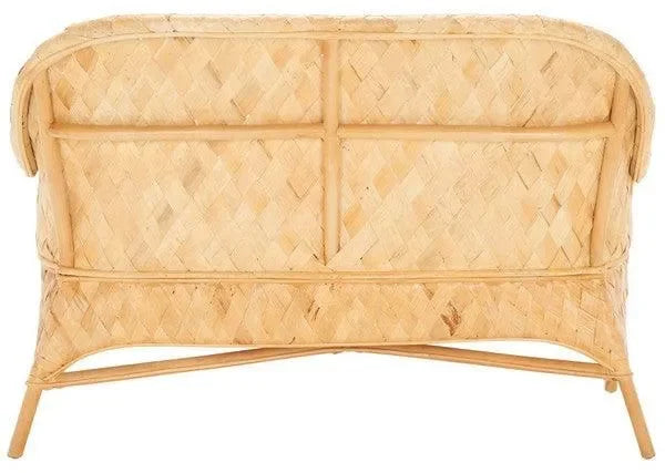 Chorus Rattan Sofa Bench in Natural with Woven Banana Leaf - The Mayfair Hall