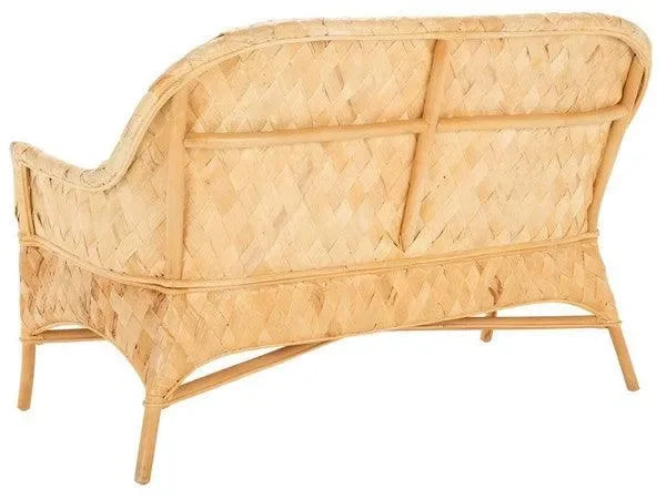 Chorus Rattan Sofa Bench in Natural with Woven Banana Leaf - The Mayfair Hall