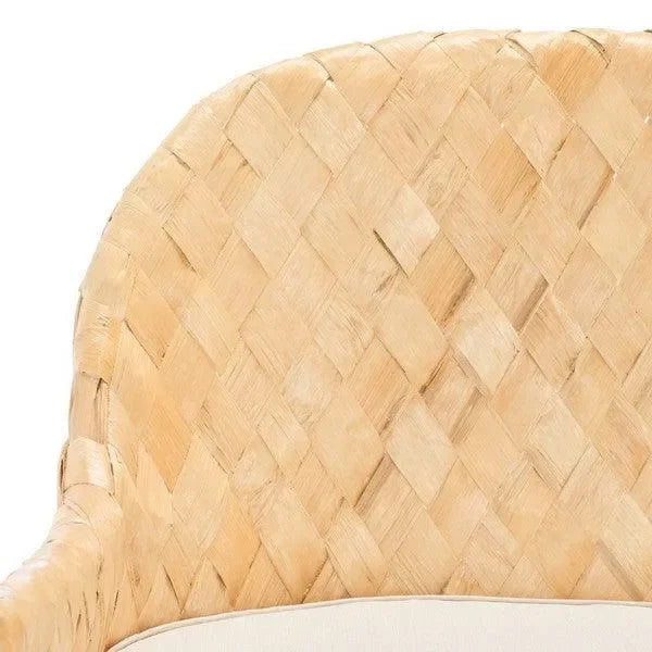 Chorus Rattan Sofa Bench in Natural with Woven Banana Leaf - The Mayfair Hall