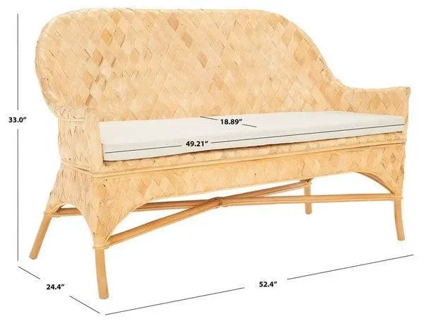 Chorus Rattan Sofa Bench in Natural with Woven Banana Leaf - The Mayfair Hall