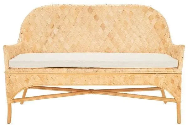 Chorus Rattan Sofa Bench in Natural with Woven Banana Leaf - The Mayfair Hall