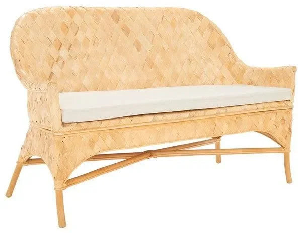 Chorus Rattan Sofa Bench in Natural with Woven Banana Leaf - The Mayfair Hall