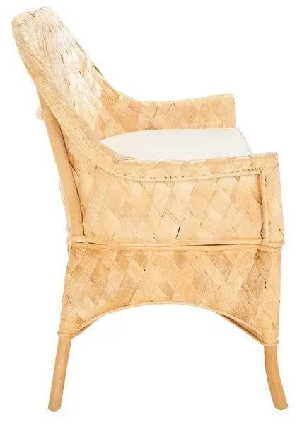 Chorus Rattan Sofa Bench in Natural with Woven Banana Leaf - The Mayfair Hall