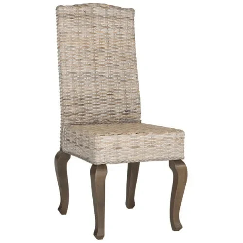 Milos Rattan Dining Chair in White Wash - The Mayfair Hall