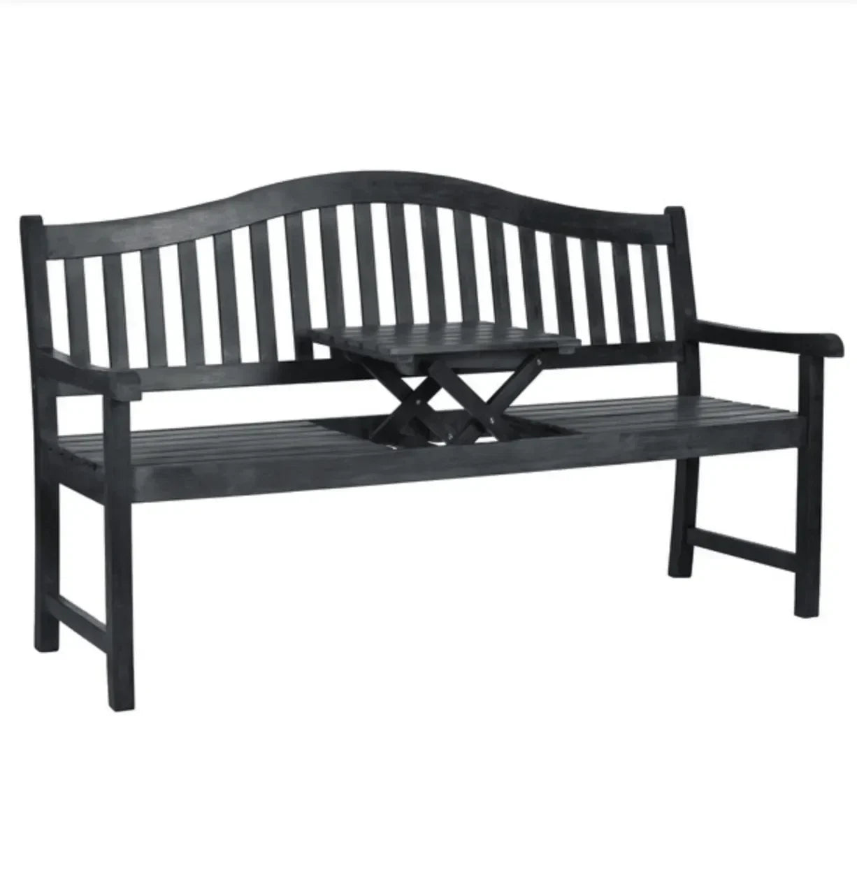 Mischa Acacia Wood Garden Bench in Dark Slate Gray - The Mayfair Hall