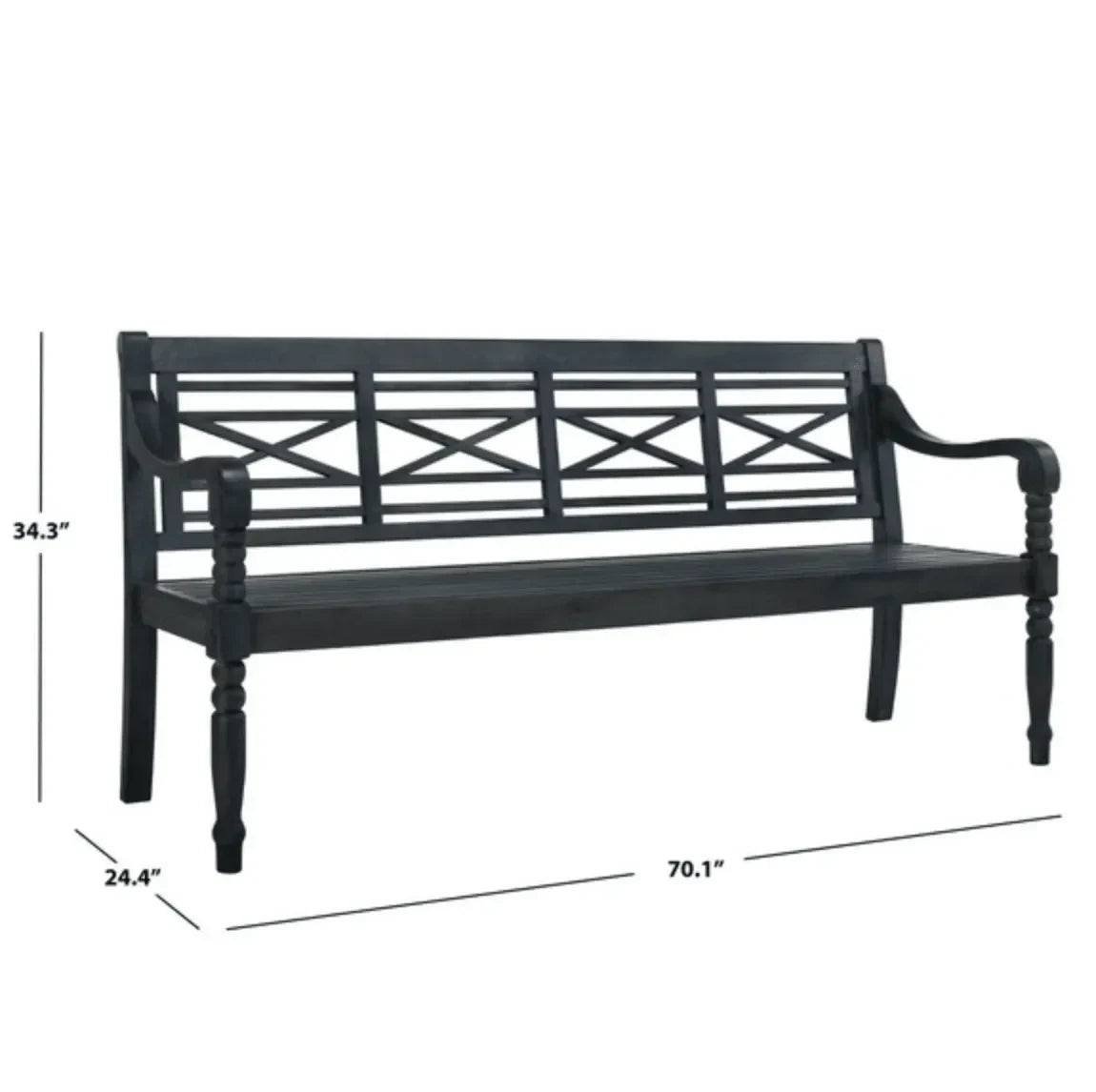Karoo Acacia Wood Garden Bench in Dark Slate Gray - The Mayfair Hall