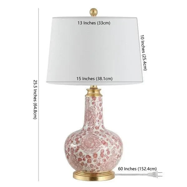Leia Ceramic Table Lamp in Red and White - The Mayfair Hall
