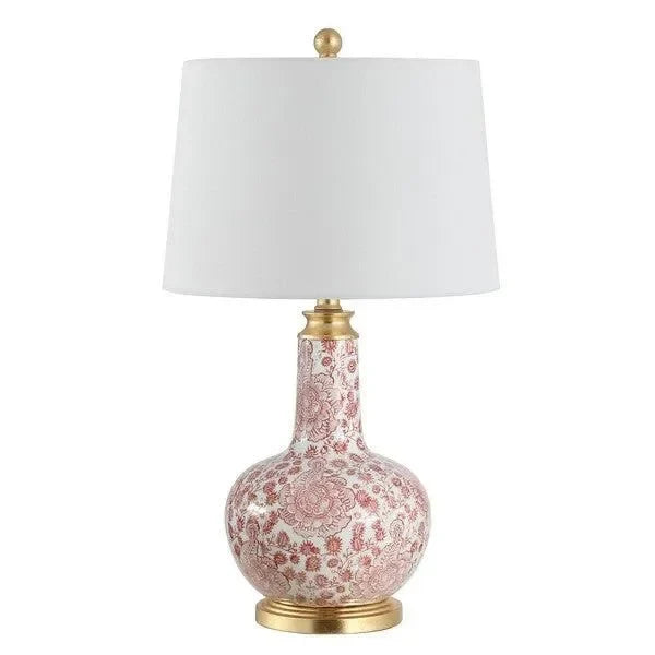 Leia Ceramic Table Lamp in Red and White - The Mayfair Hall