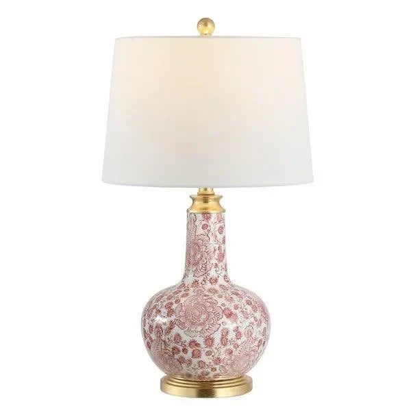 Leia Ceramic Table Lamp in Red and White - The Mayfair Hall