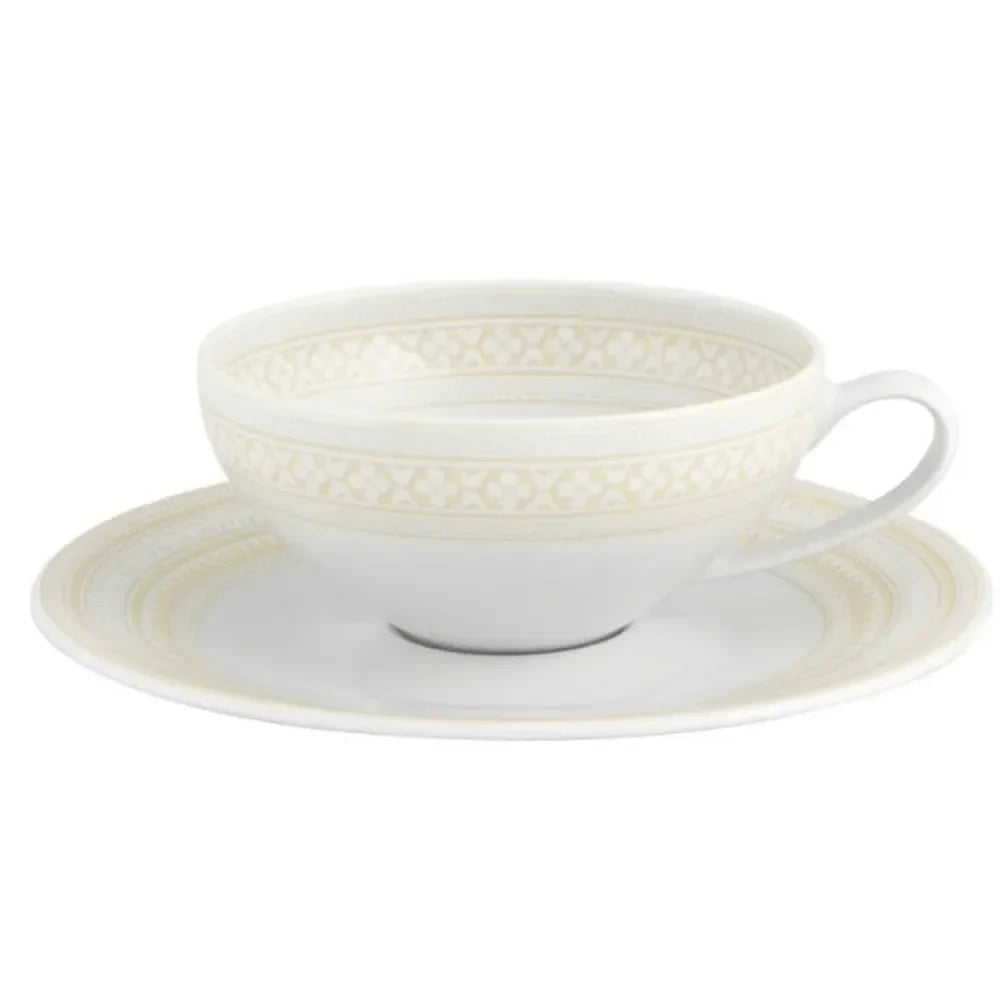 Ivory Porcelain Tea Cup and Saucer (Set of 4) - The Mayfair Hall