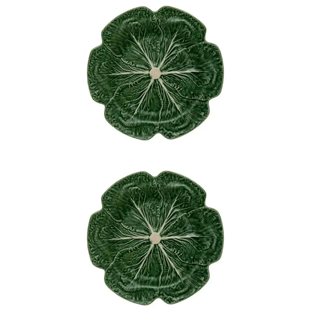 Cabbage Earthenware Charger Plate in Green (Set of 2) - The Mayfair Hall