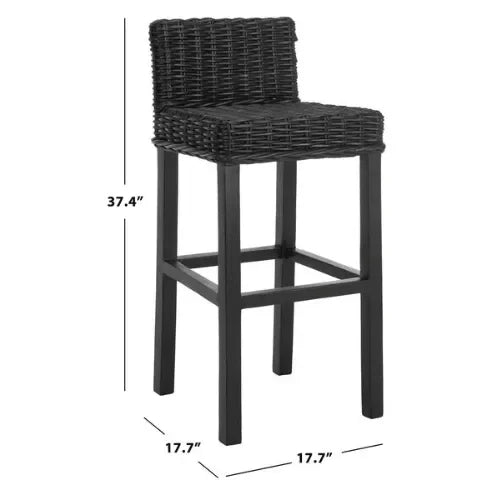 Cypress Rattan Bar Stool in Black - The Mayfair Hall