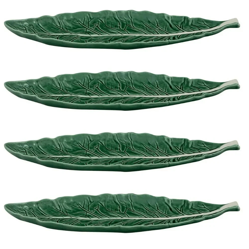 Cabbage Earthenware Narrow Leaf in Green (Set of 4) - The Mayfair Hall