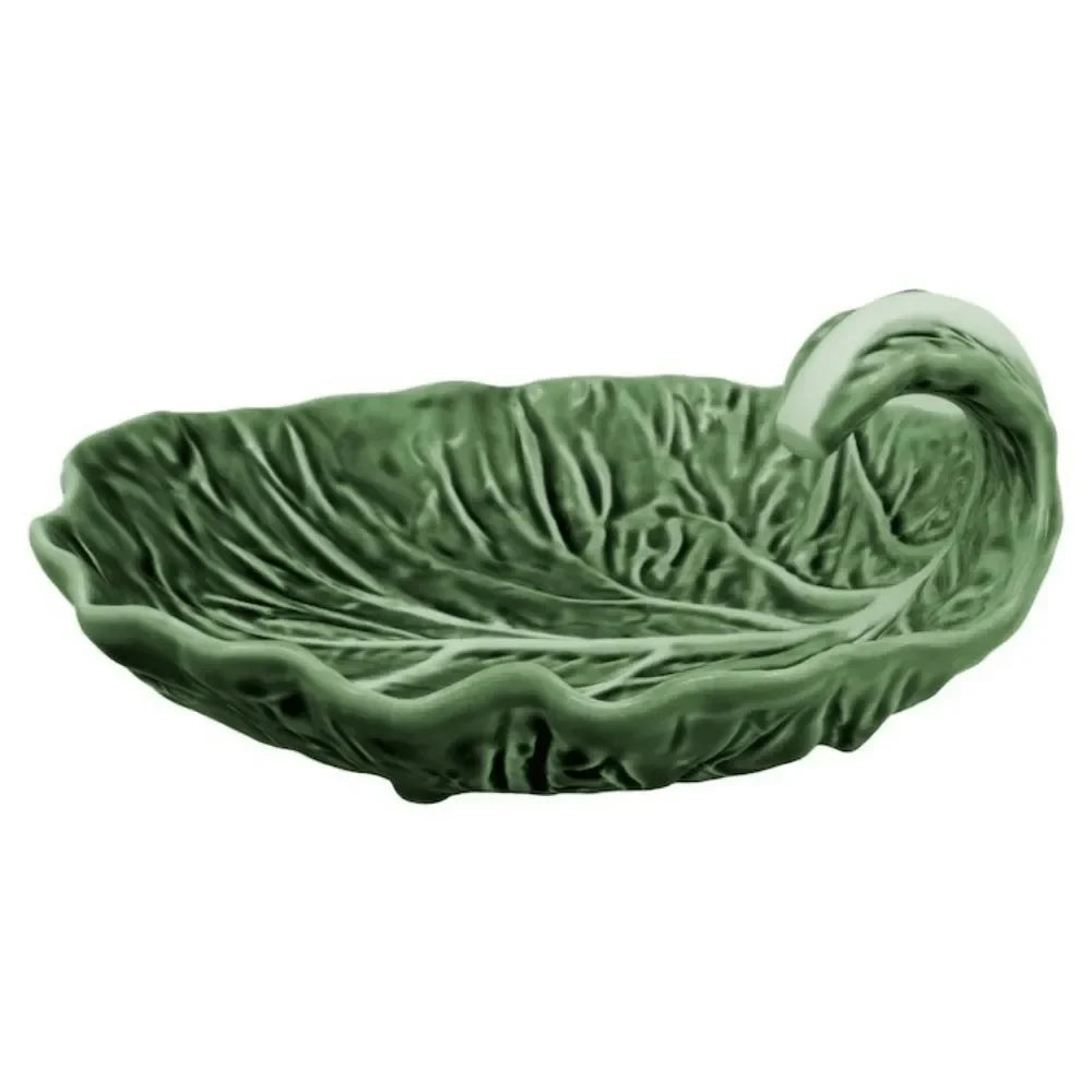 Cabbage Leaf Earthenware in Green with Curvature (Set of 2) - The Mayfair Hall