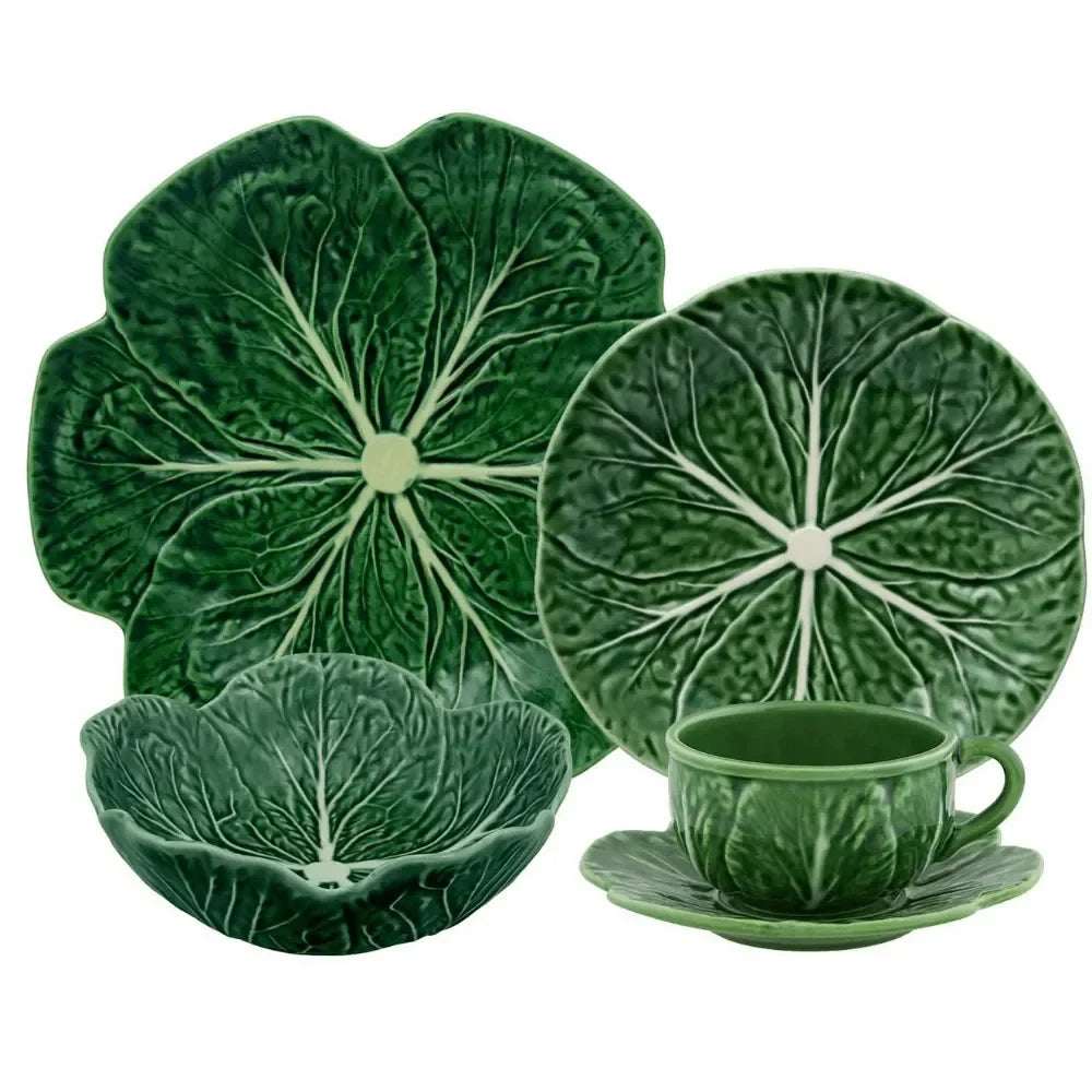 Cabbage Earthenware Dinnerware Set in Green (5 pieces) - The Mayfair Hall