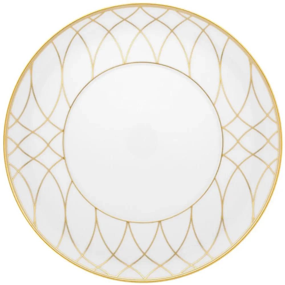 Terrace Porcelain Dinner Plate in White and Gold (Set of 4) - The Mayfair Hall