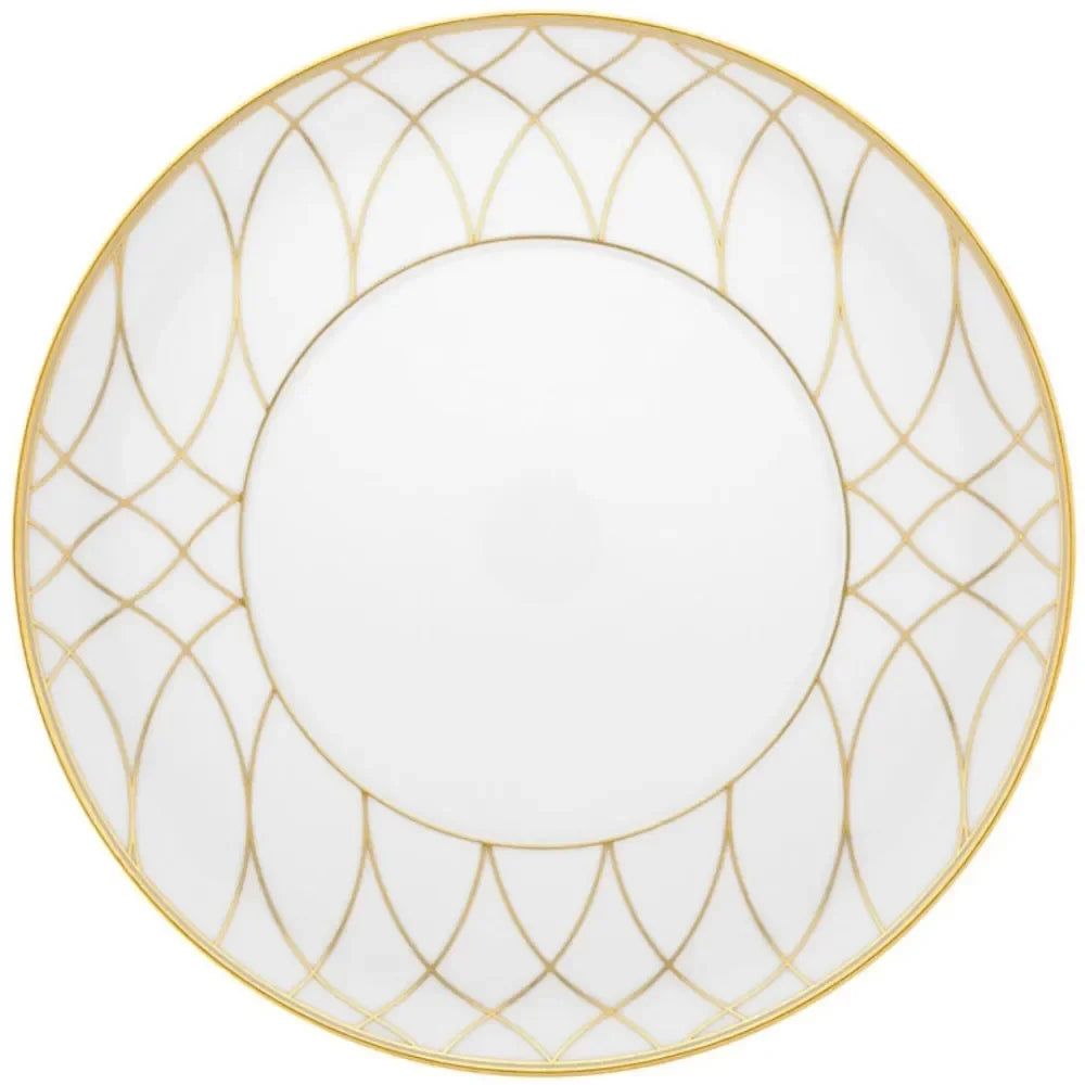 Terrace Porcelain Dinner Plate in White and Gold (Set of 4) - The Mayfair Hall