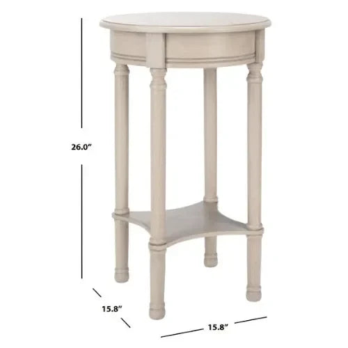 Tinsley Wood Round Accent Table in Greige - The Mayfair Hall