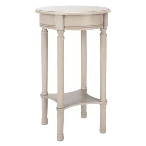 Tinsley Wood Round Accent Table in Greige - The Mayfair Hall
