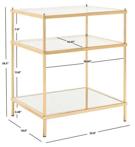 Noelia Iron Accent Table in Gold with 3 Tier Shelves - The Mayfair Hall