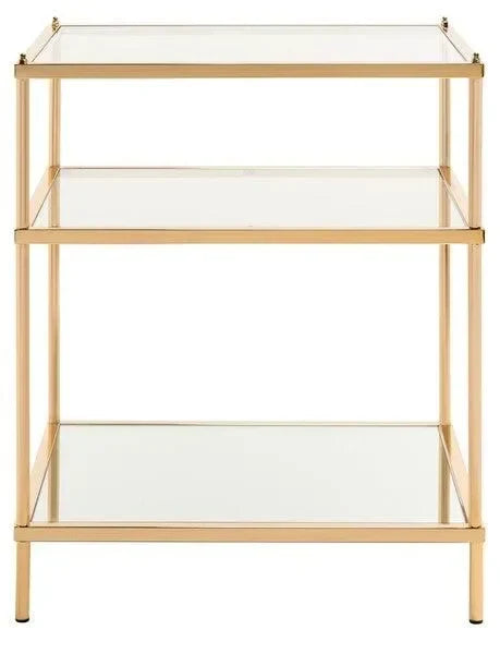 Noelia Iron Accent Table in Gold with 3 Tier Shelves - The Mayfair Hall
