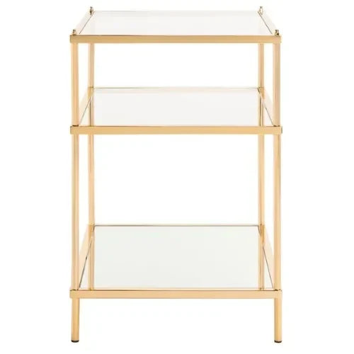 Noelia Iron Accent Table in Gold with 3 Tier Shelves - The Mayfair Hall