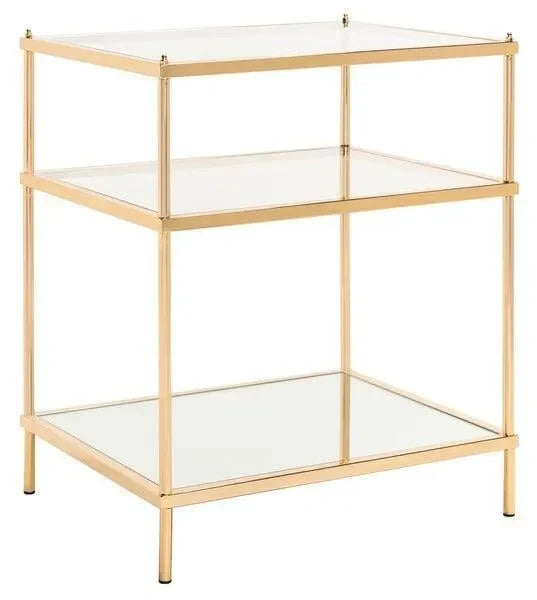 Noelia Iron Accent Table in Gold with 3 Tier Shelves - The Mayfair Hall