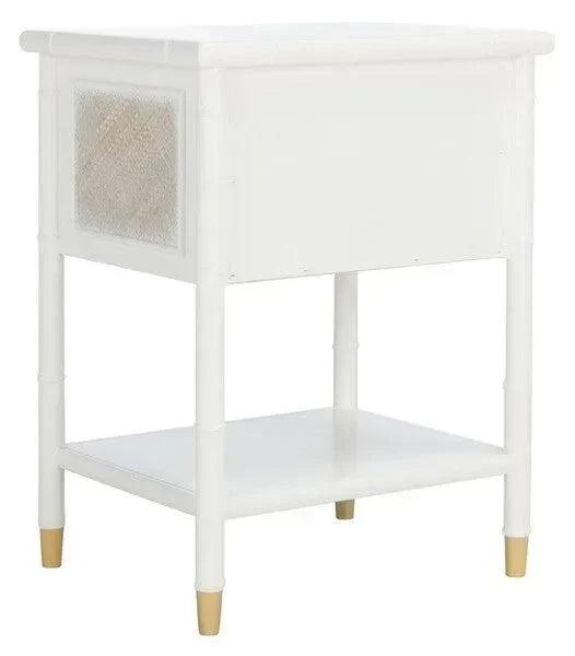 Ahab Bayur Wood Accent Table in White - The Mayfair Hall