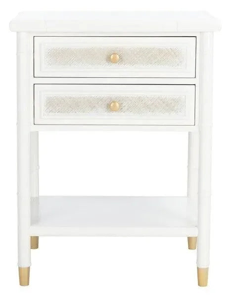 Ahab Bayur Wood Accent Table in White - The Mayfair Hall