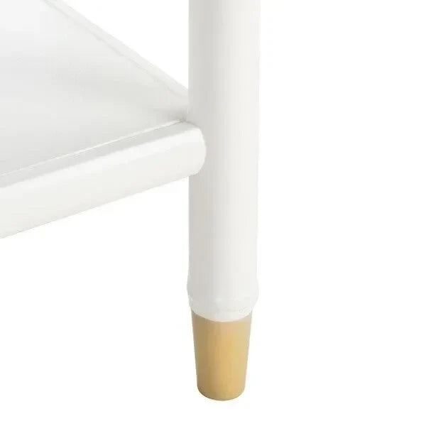 Ahab Bayur Wood Accent Table in White - The Mayfair Hall