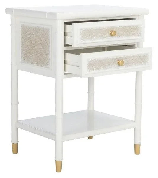 Ahab Bayur Wood Accent Table in White - The Mayfair Hall