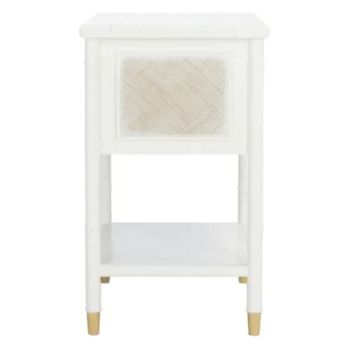 Ahab Bayur Wood Accent Table in White - The Mayfair Hall