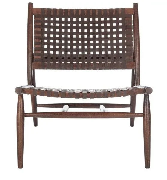 Soleil Woven Leather Accent Chair in Brown - The Mayfair Hall