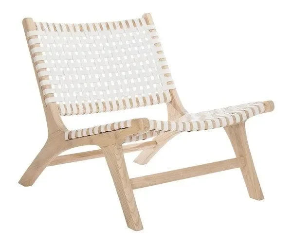 Luna Woven Leather Accent Chair in Natural and White - The Mayfair Hall