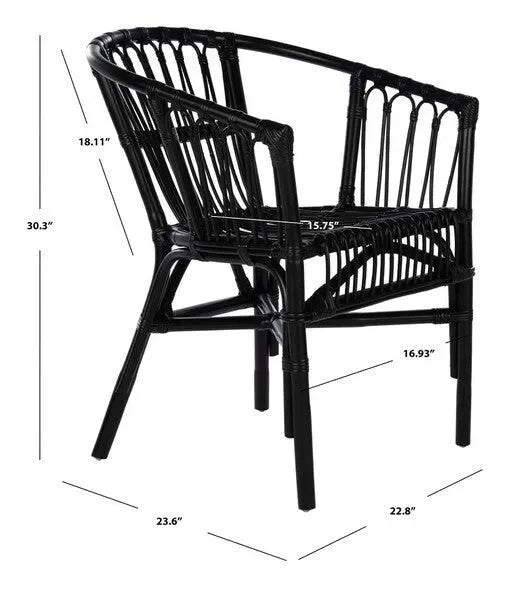 Adriana Rattan Accent Chair in Black (Set of 2) - The Mayfair Hall