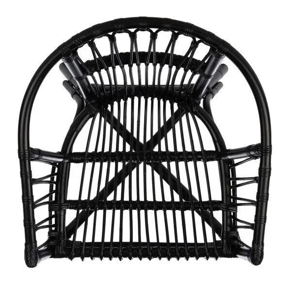 Adriana Rattan Accent Chair in Black (Set of 2) - The Mayfair Hall