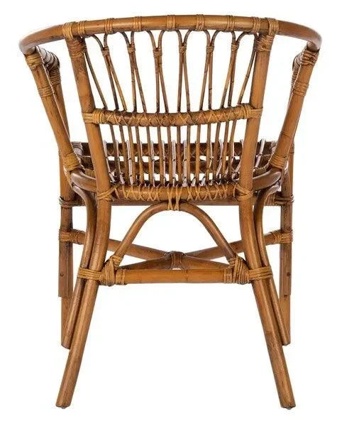Adriana Rattan Accent Chair in Honey Brown Wash (Set of 2) - The Mayfair Hall