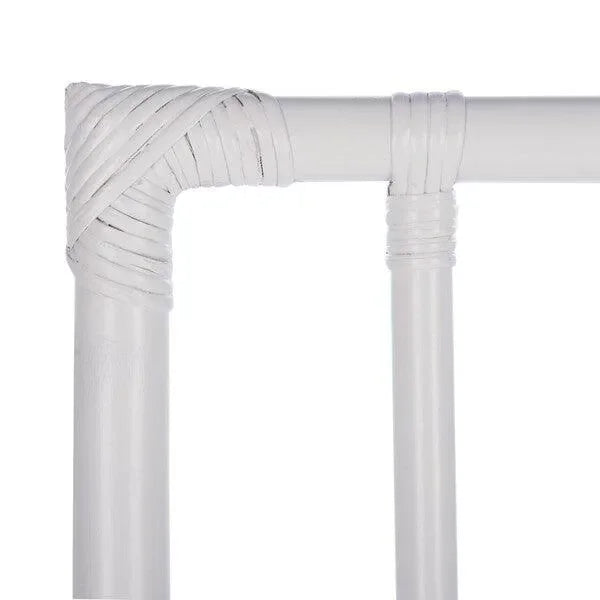 Christine Rattan Accent Chair in White with Bamboo-inspired Frame - The Mayfair Hall