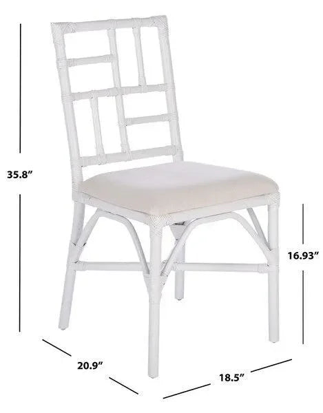 Christine Rattan Accent Chair in White with Bamboo-inspired Frame - The Mayfair Hall