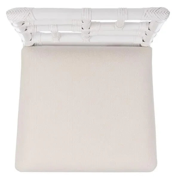 Christine Rattan Accent Chair in White with Bamboo-inspired Frame - The Mayfair Hall