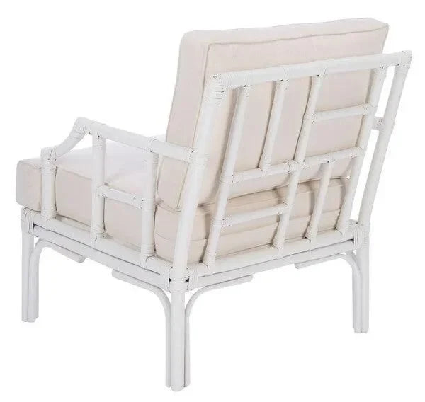 Kazumi Rattan Accent Chair in White with Bamboo-inspired Frame - The Mayfair Hall