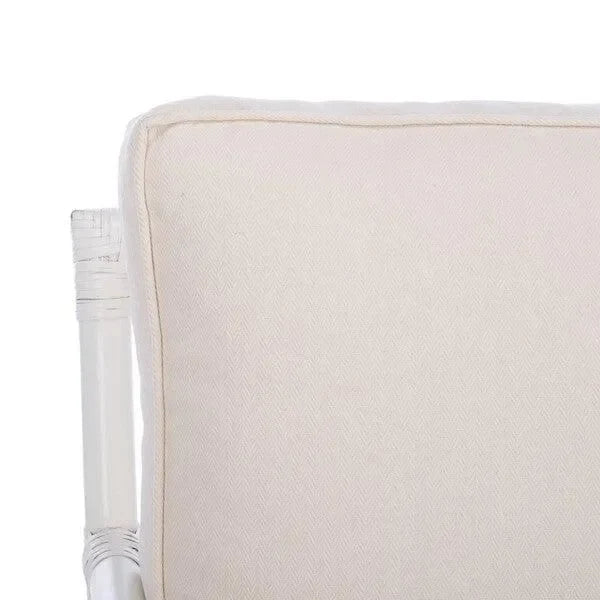 Kazumi Rattan Accent Chair in White with Bamboo-inspired Frame - The Mayfair Hall