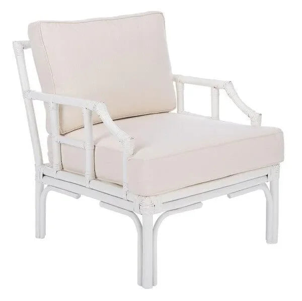 Kazumi Rattan Accent Chair in White with Bamboo-inspired Frame - The Mayfair Hall