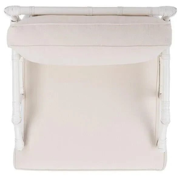 Kazumi Rattan Accent Chair in White with Bamboo-inspired Frame - The Mayfair Hall
