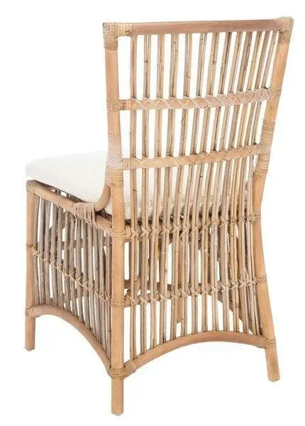 Erika Rattan Accent Chair in Gray White Wash with Cushion (Set of 2) - The Mayfair Hall