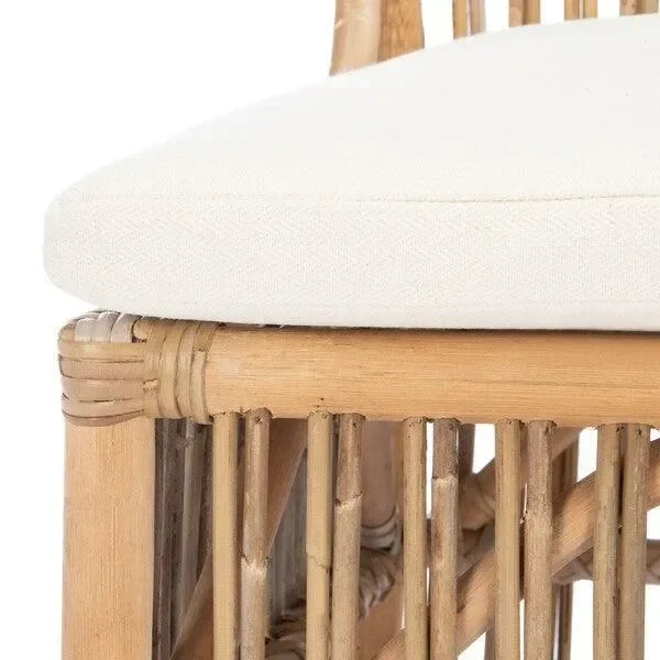 Erika Rattan Accent Chair in Gray White Wash with Cushion (Set of 2) - The Mayfair Hall