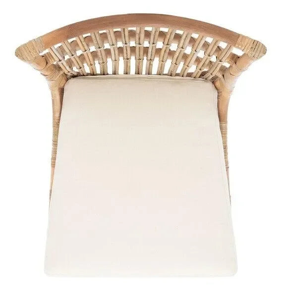 Erika Rattan Accent Chair in Gray White Wash with Cushion (Set of 2) - The Mayfair Hall