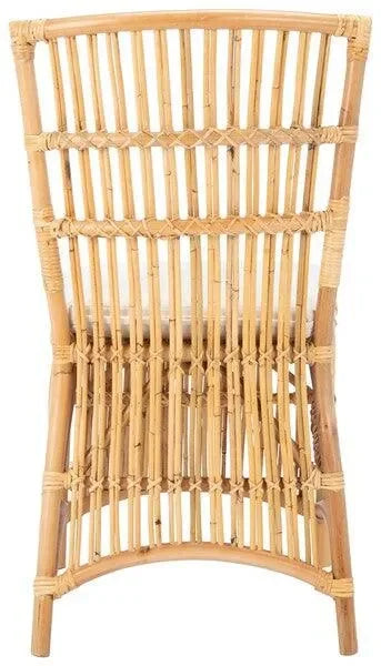 Erika Rattan Accent Chair in Natural with Cushion (Set of 2) - The Mayfair Hall